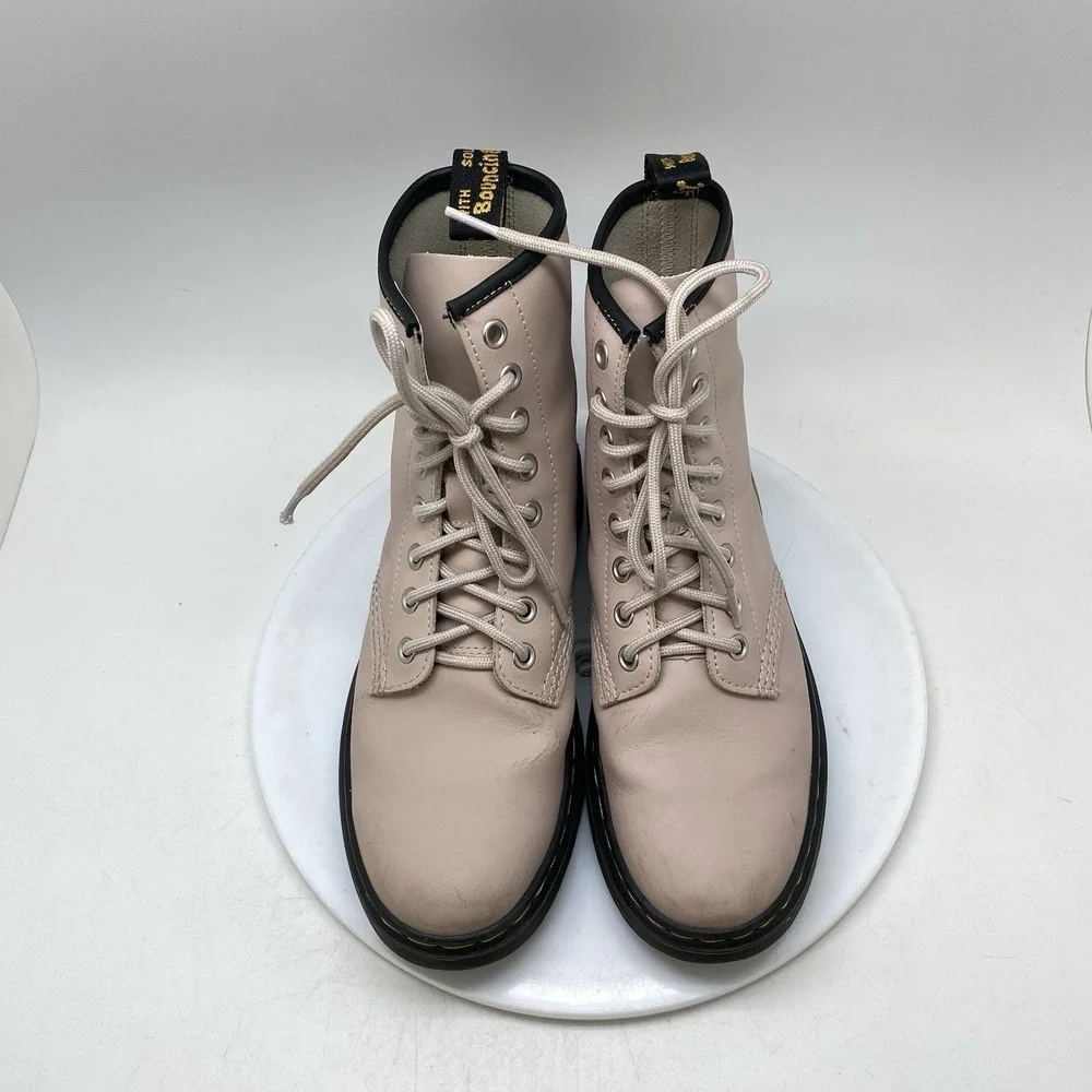 Doc Martens Zavala Combat Boots Womens 7 Lace up Ankle Pink Leather Shoes